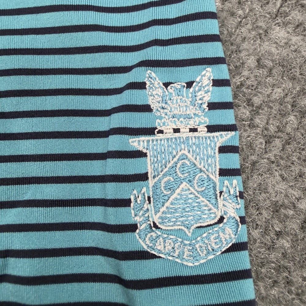 Ralph Lauren RLX Mens Polo Shirt Mens Medium Blue Striped Golf Carpe Diem - Picture 3 of 11
